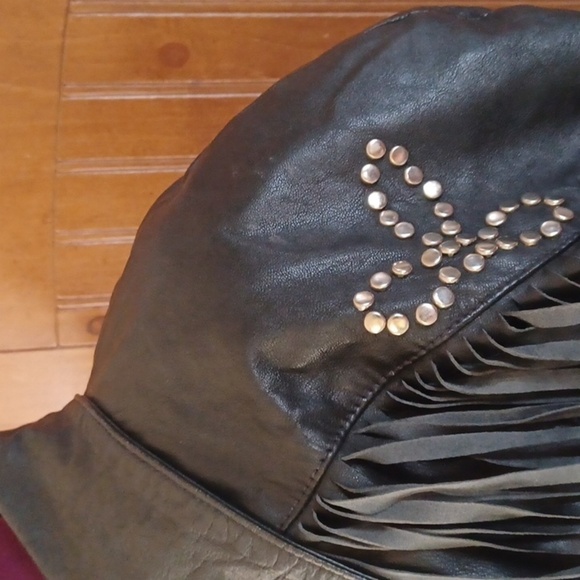 OUTERBOUND BY HMS. CROPPED LEATHER MOTOR CYCLE JACKET - Picture 4 of 10